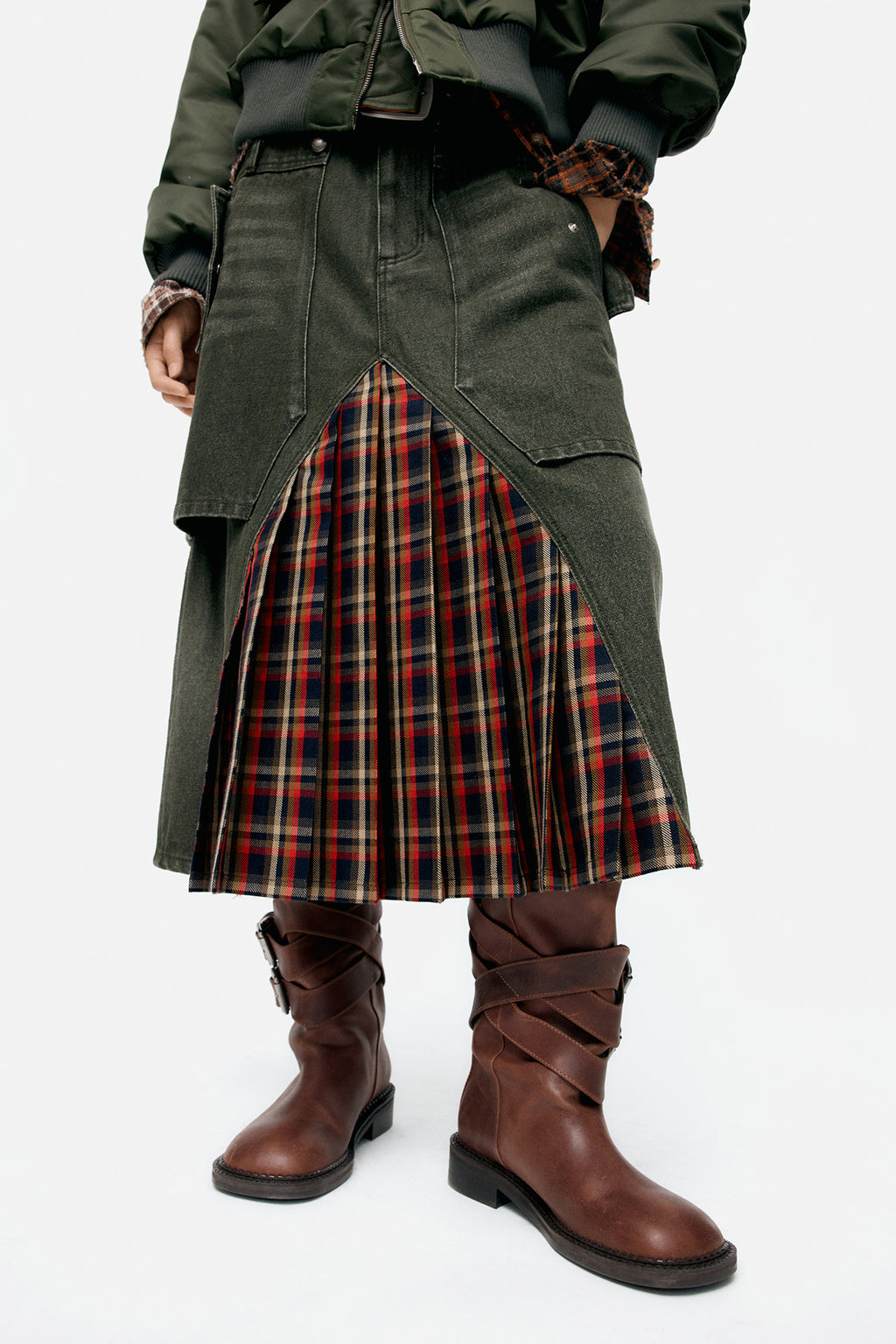 Andersson Bell Raptor Layered Pleats Skirt Green)