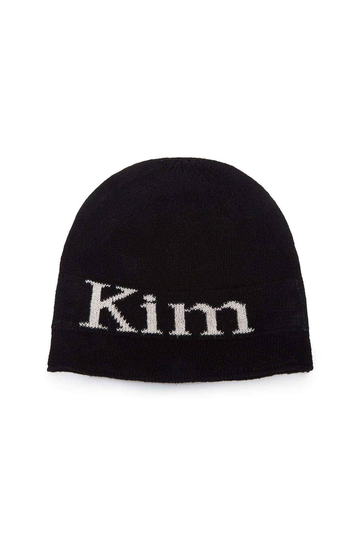 [matinkim] LOGO LINEN SHORT BEANIE IN BLACK