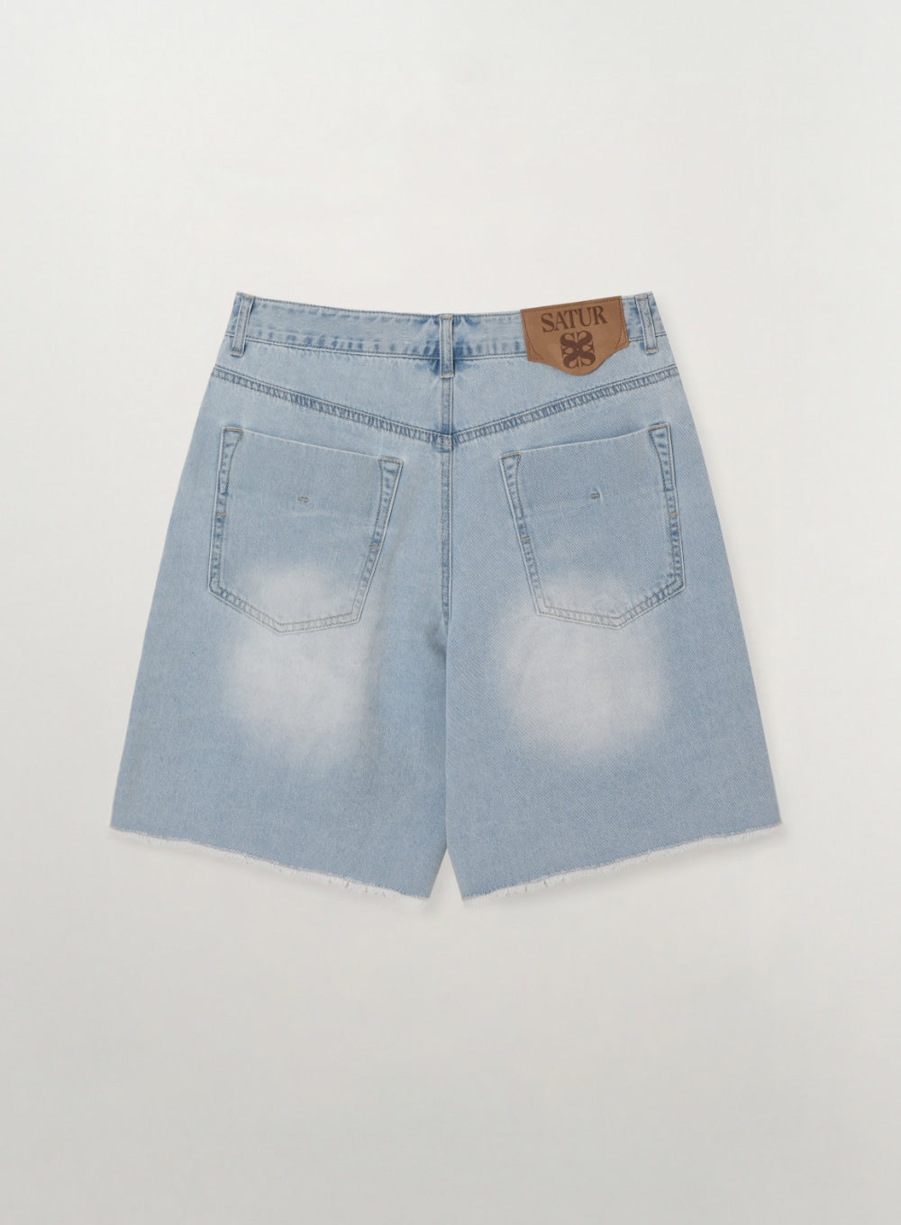 Satur Raw Edge Denim Shorts - Light Blue