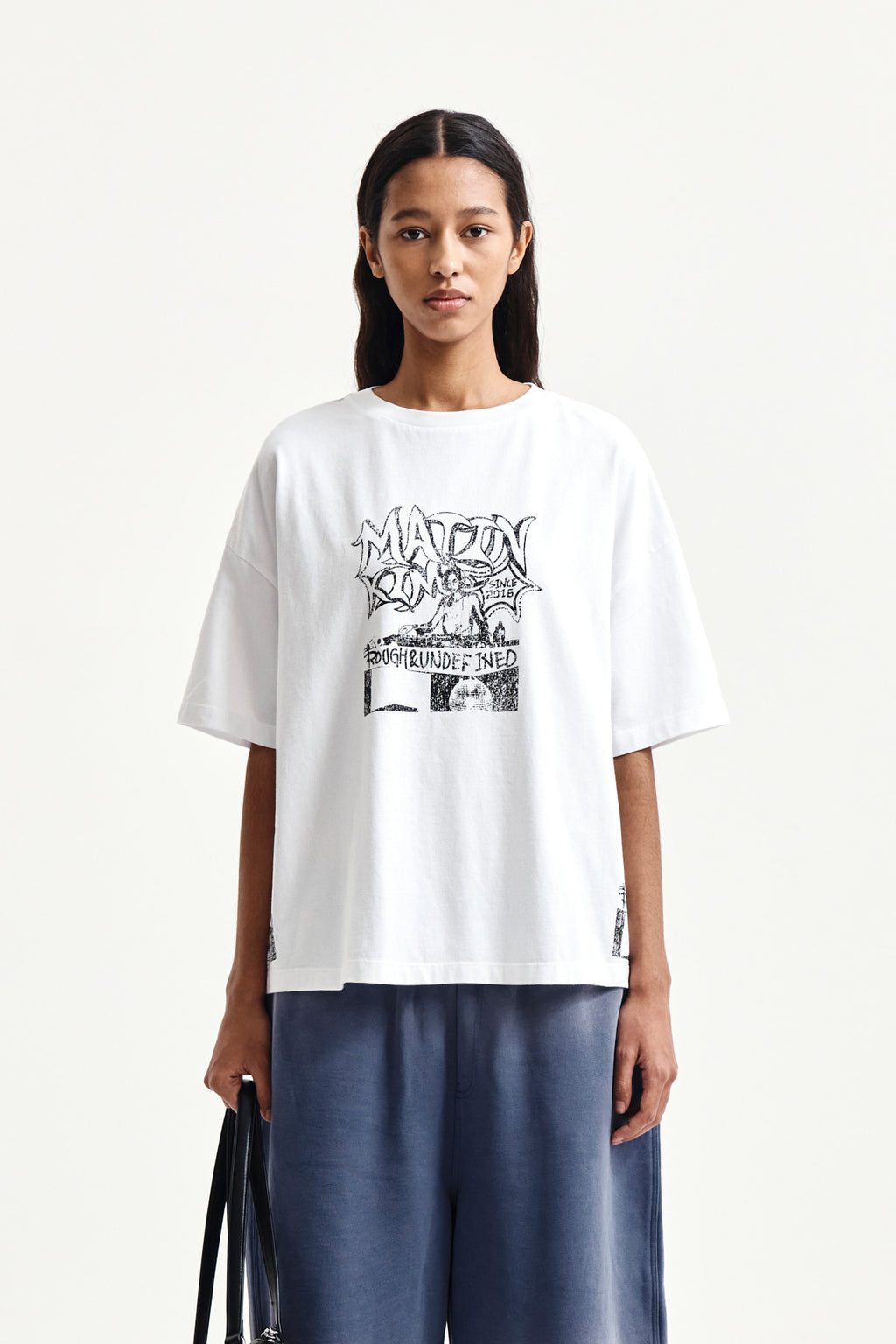 Matinkim Vintage Graffiti Artwork Top IN White