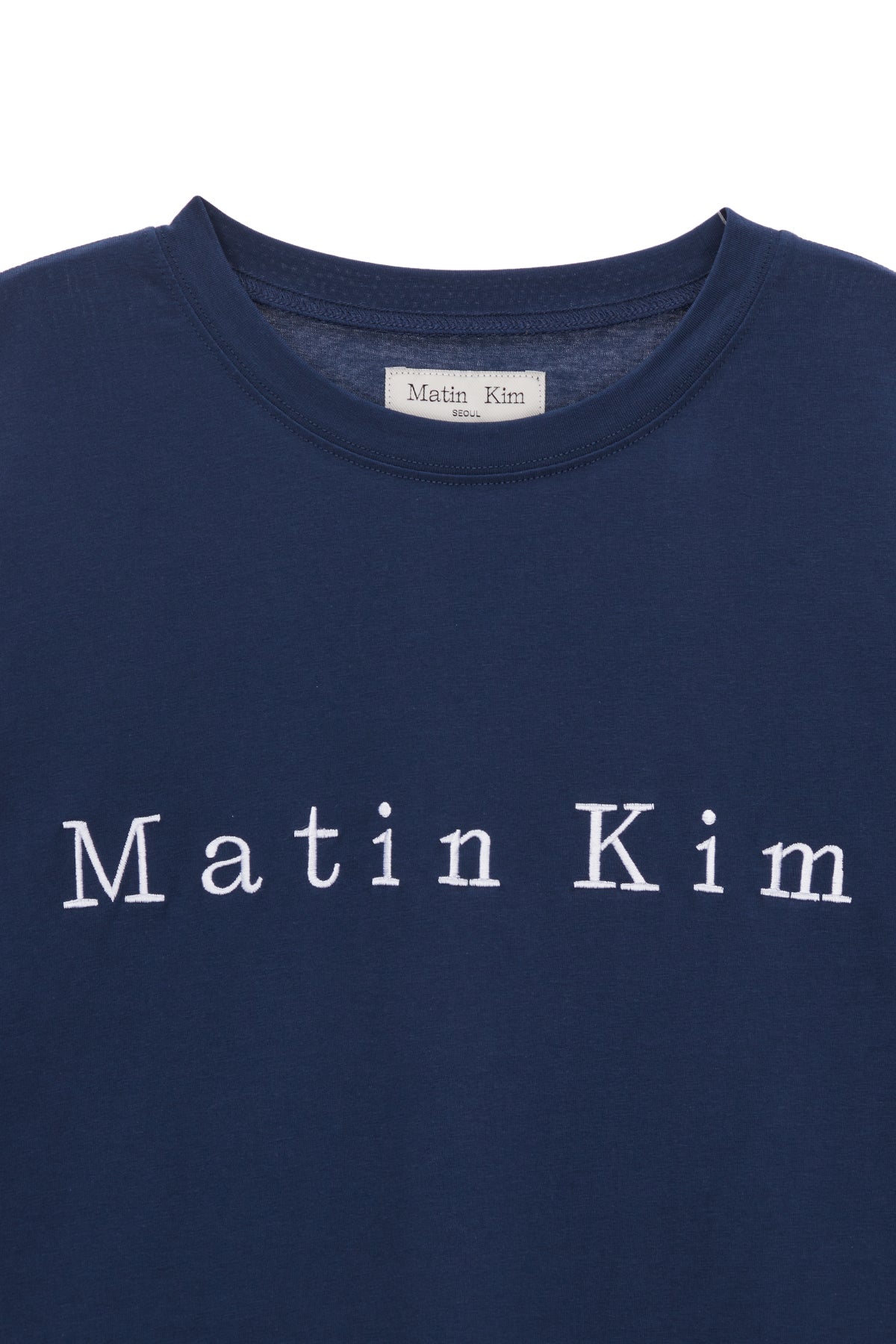 [matinkim] MATIN EMBROIDERY LOGO TOP IN NAVY