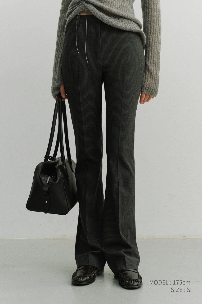 Dunst Semi Boot-Cut Slim Slacks Charcoal Stripe