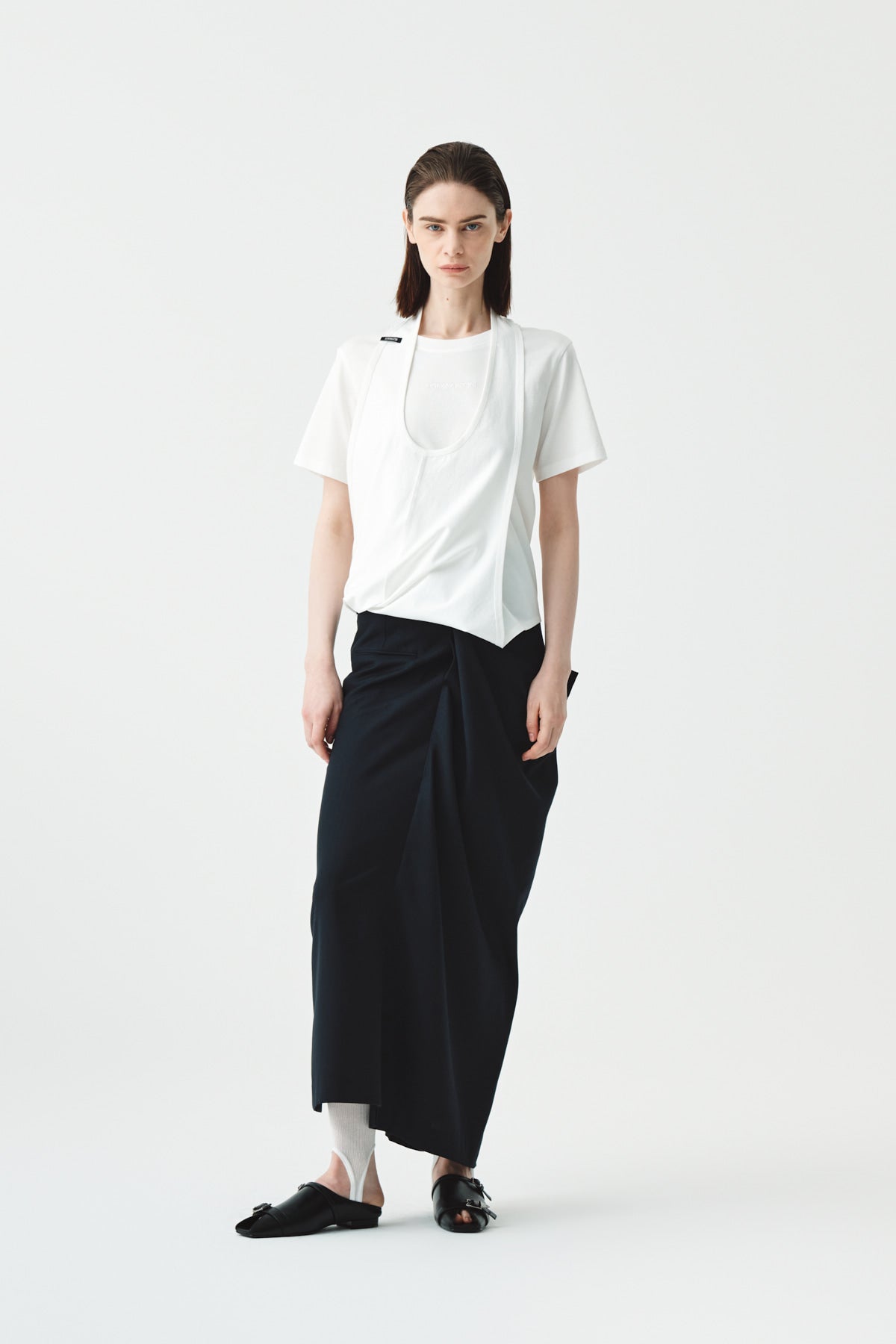 Matinkim Layered Wrap Skirt IN Navy