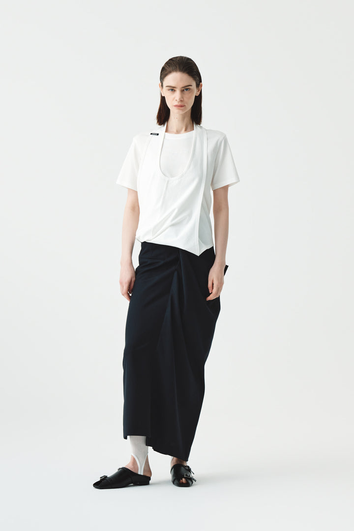 Matinkim Layered Wrap Skirt IN Navy