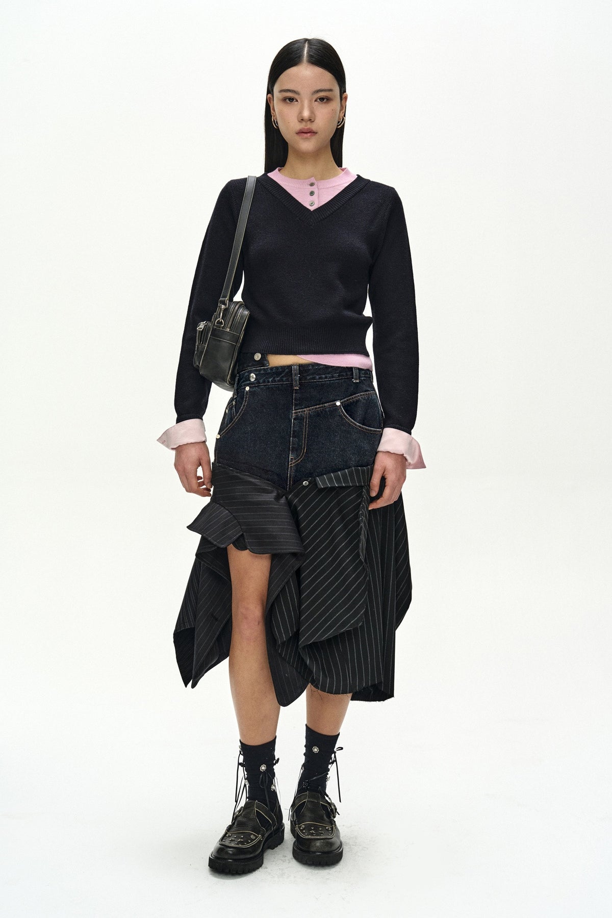 Andersson Bell Reworked Denim Panel Wrap Skirt