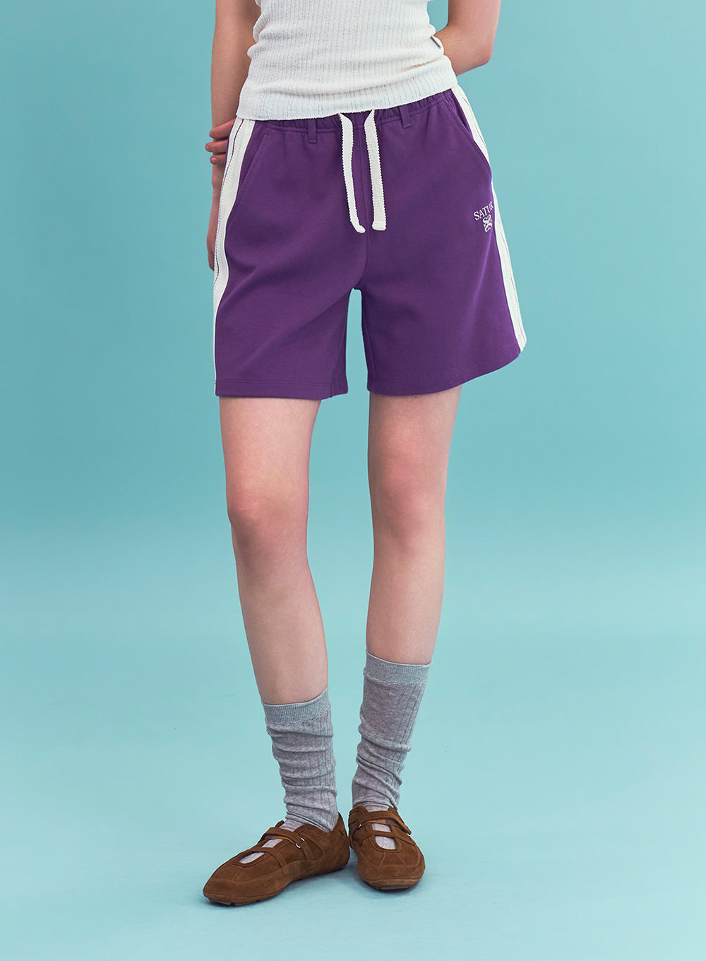 Satur (W) Lawton Lining Track Shorts - Purple