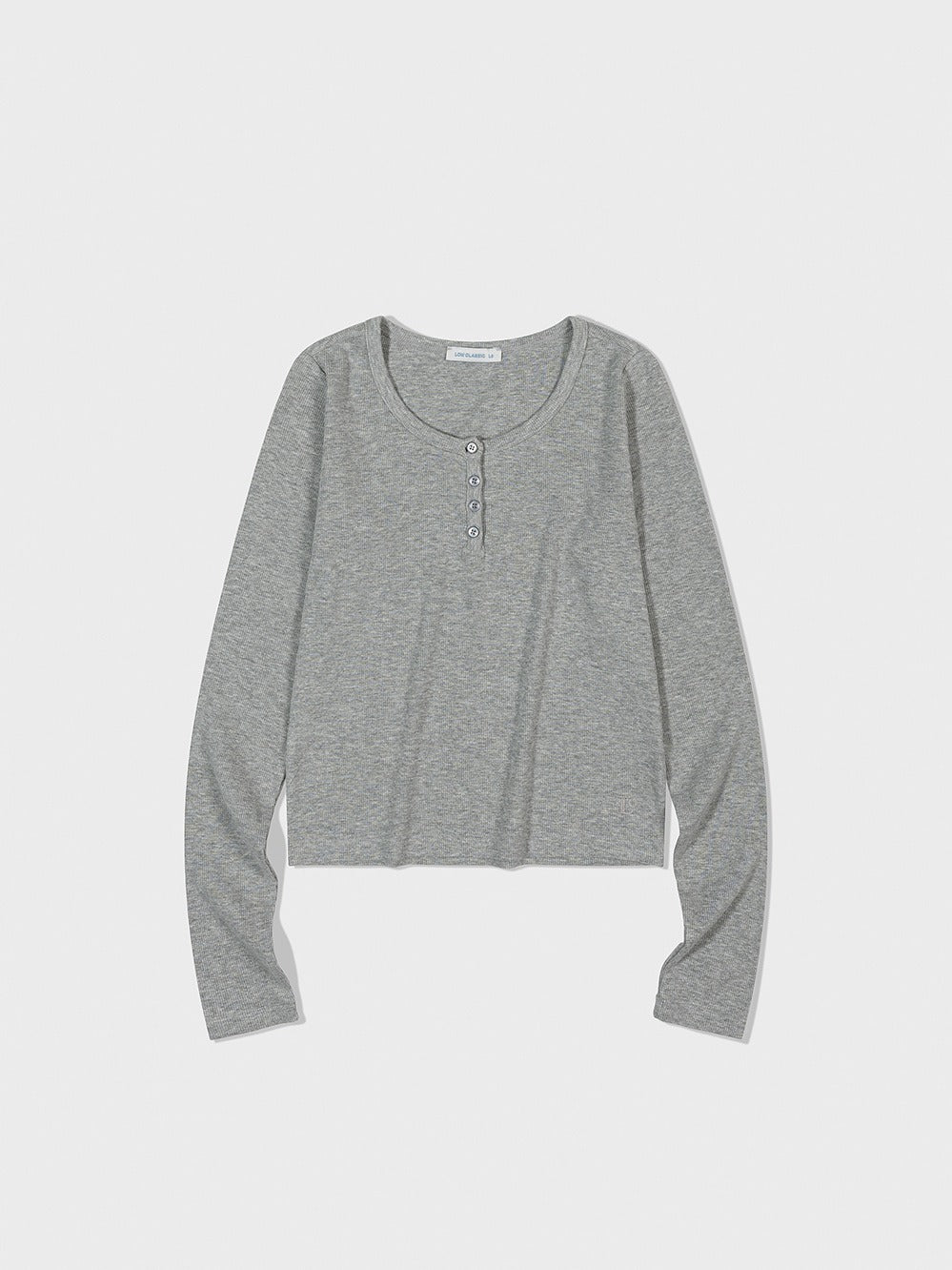 [Low Classic] Henry Neck Long Sleeve T-Shirt_Melange Grey