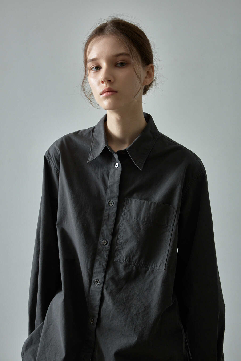 Facade Pattern Classic Peached Cotton Shirt charcoal