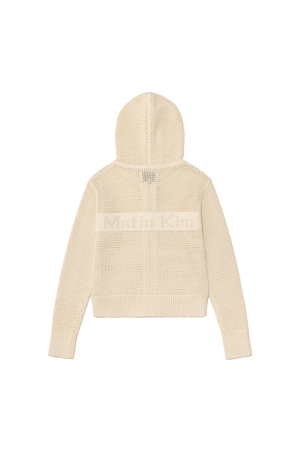 Matinkim Two Tone Mesh Knit Hoody Zip UP IN Ivory