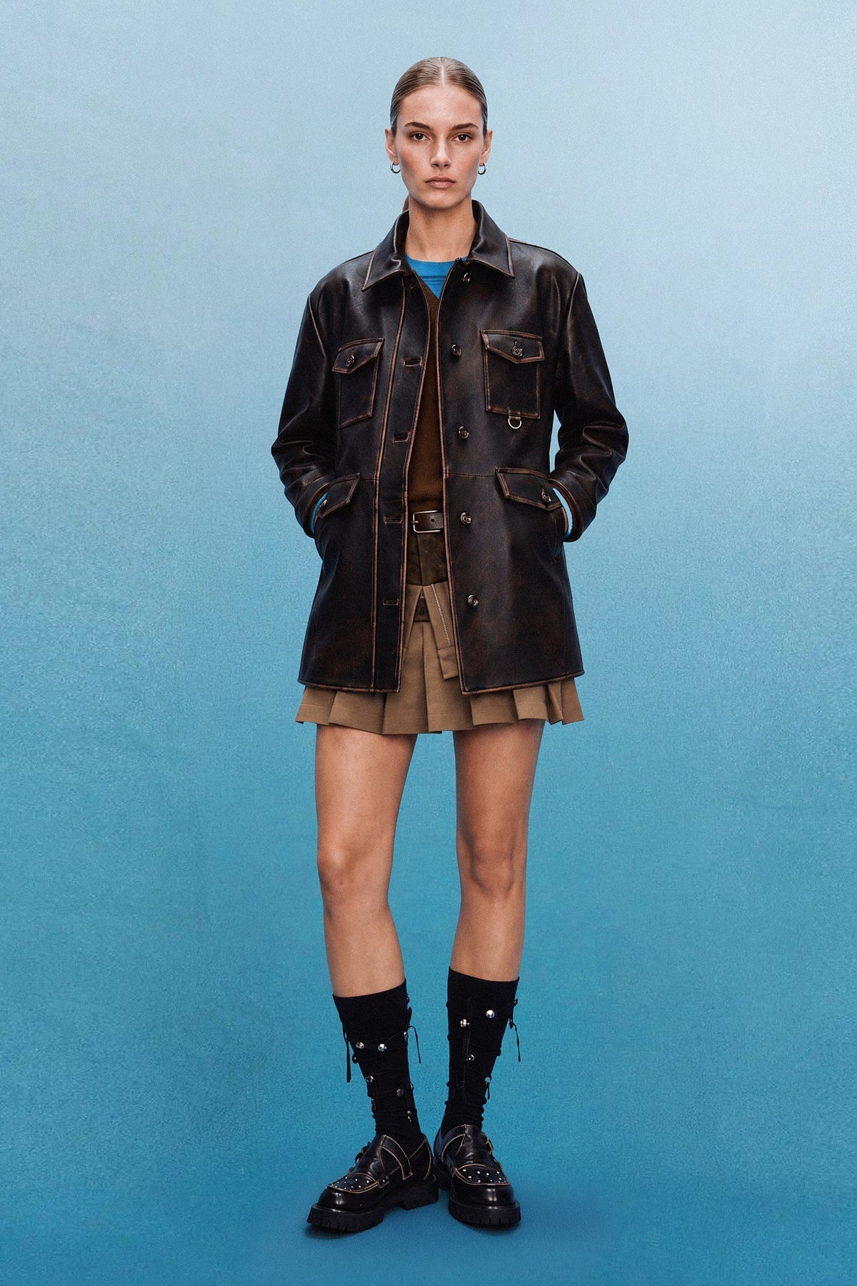 Andersson Bell Fur Collar Field Leather Jacket