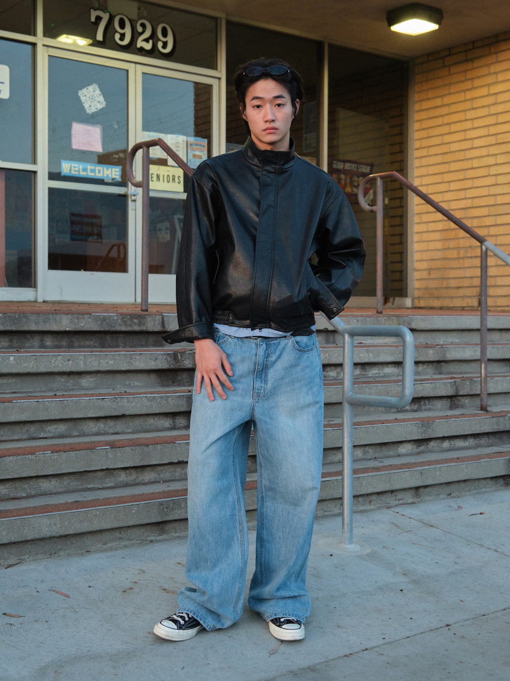 Low Classic Artificial Leather Jumper Black