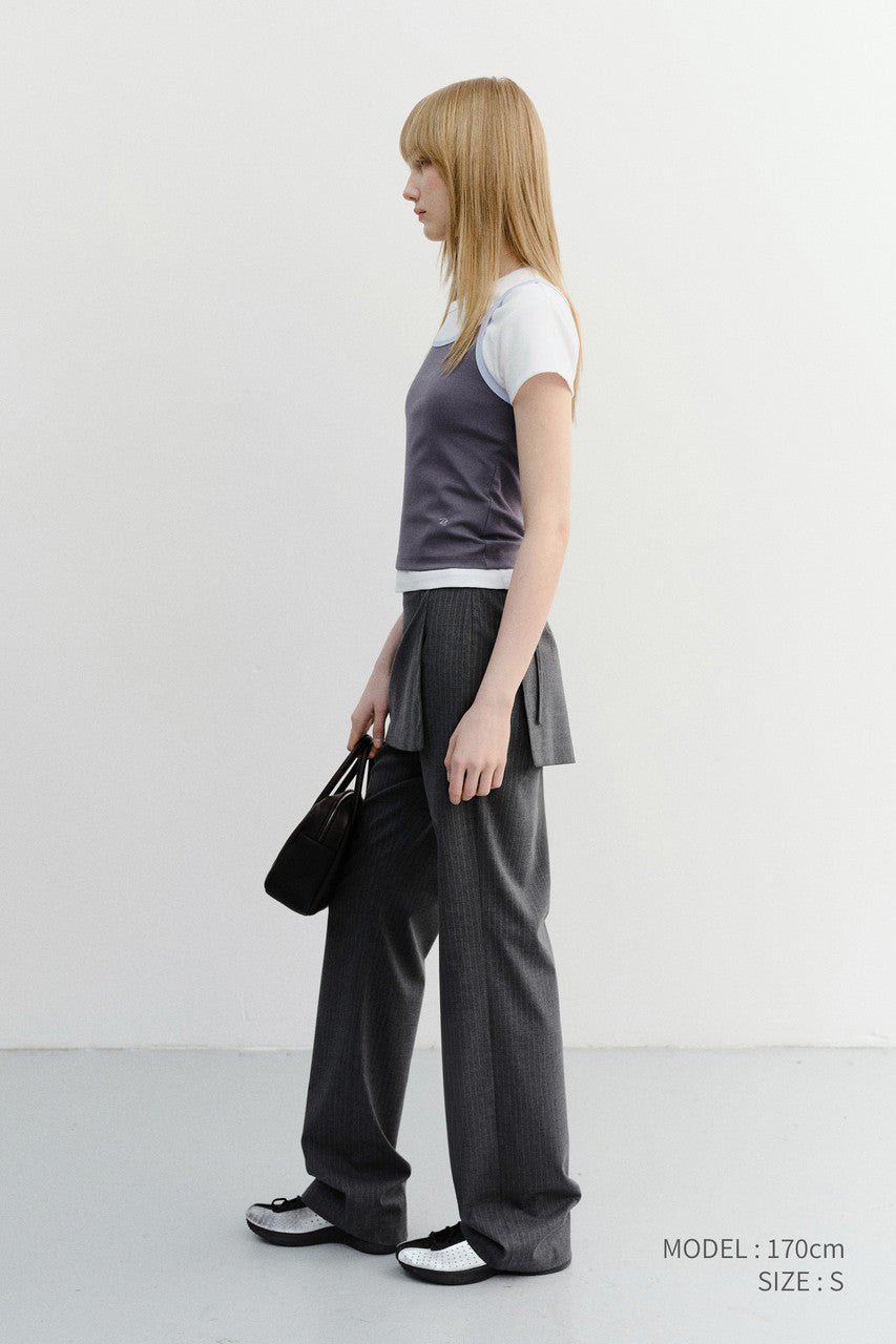 Dunst 2-Tone Trim Sleeveless Top Charcoal Soft Blue