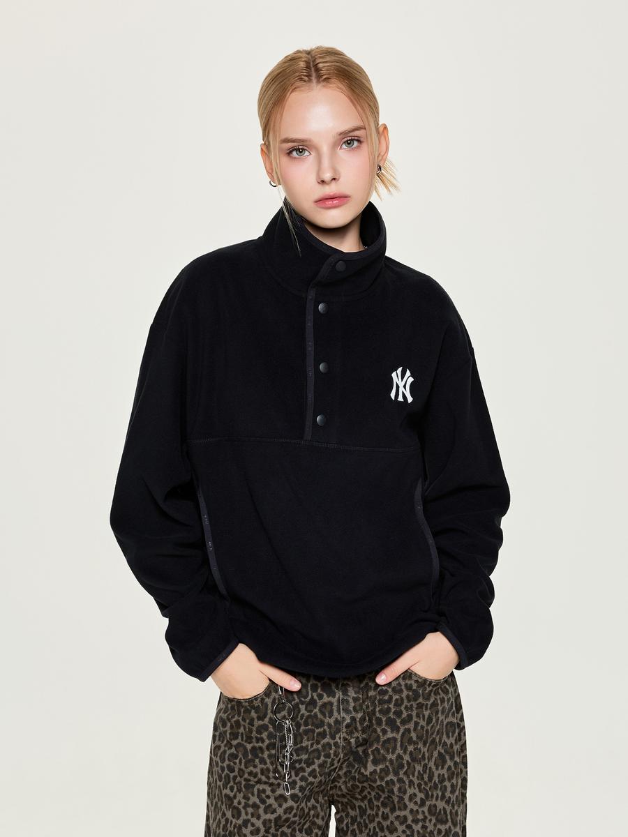 Basic Outdoor Polar Fleece Snap Crewneck Sweatshirt — New York Yankees