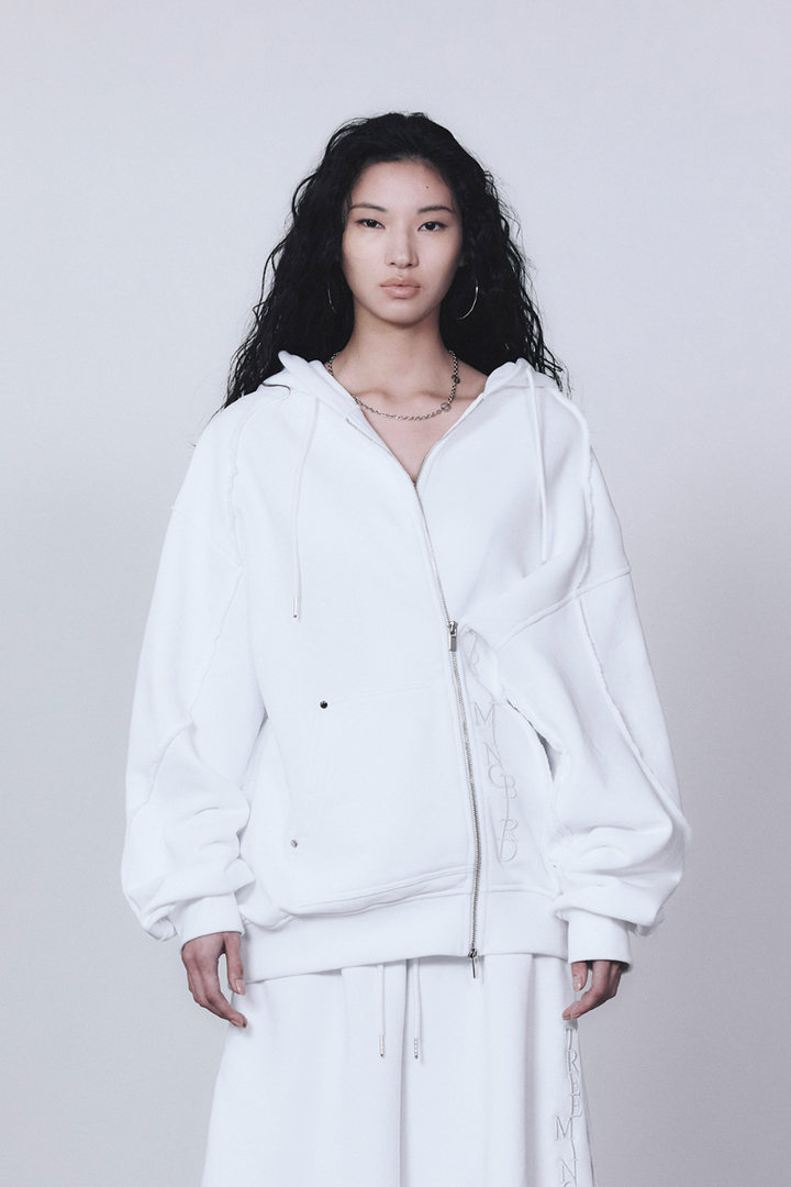 Treemingbird Zipper Finishing Sweat Hoodie Zip-up White