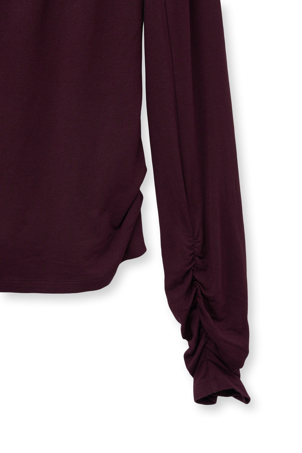 [matinkim] HENLY NECK SHIRRING TOP IN BURGUNDY