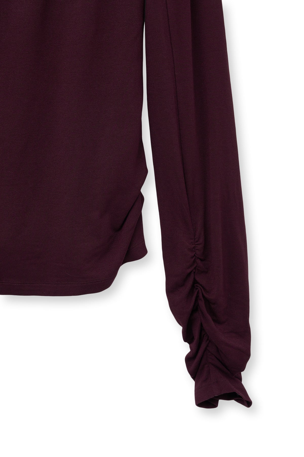 [matinkim] HENLY NECK SHIRRING TOP IN BURGUNDY
