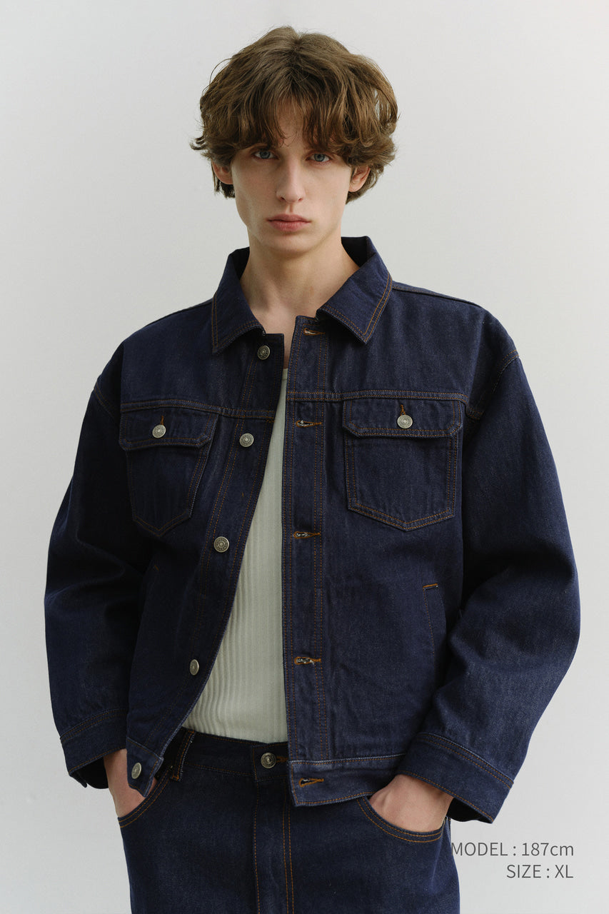 Dunst Unisex Denim Trucker Jacket Indigo Navy