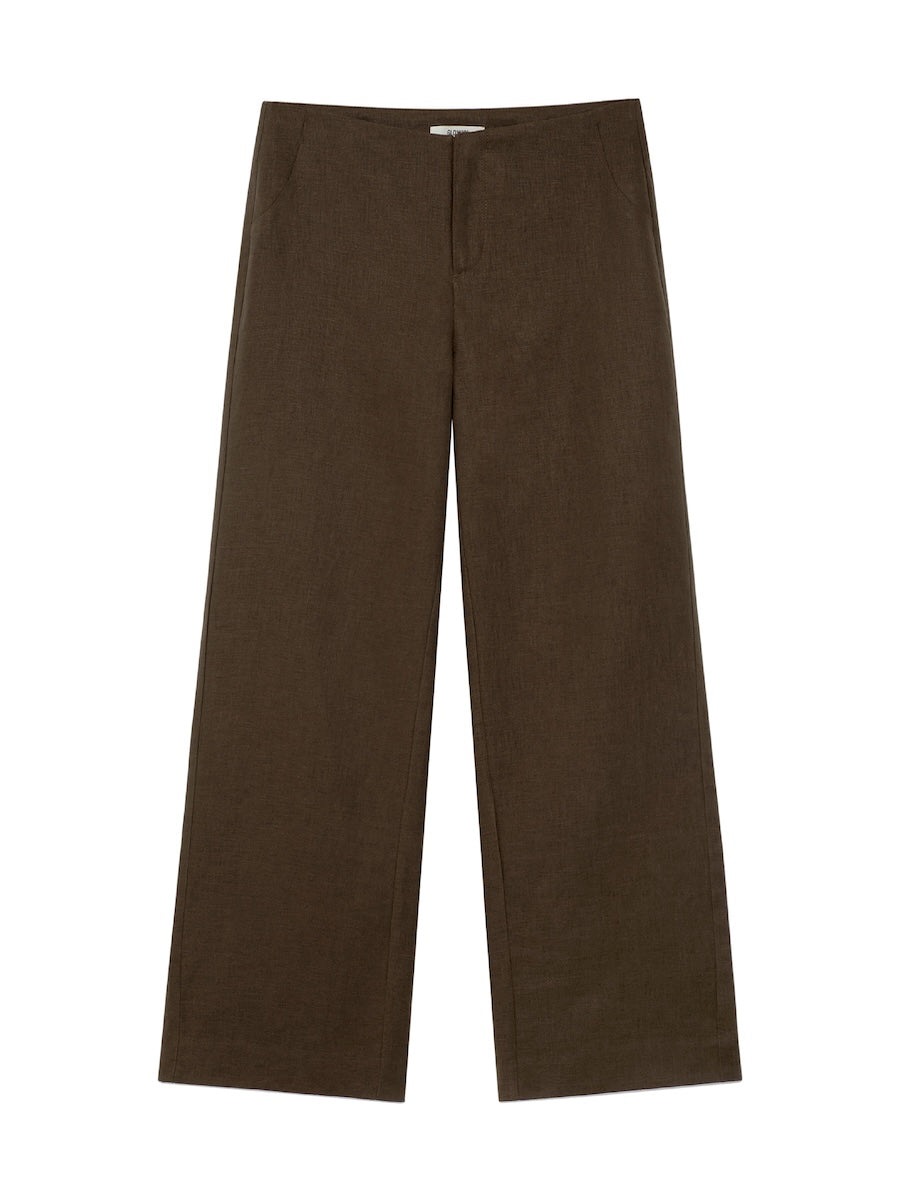 GLOWNY G Linen Slacks (Brown)