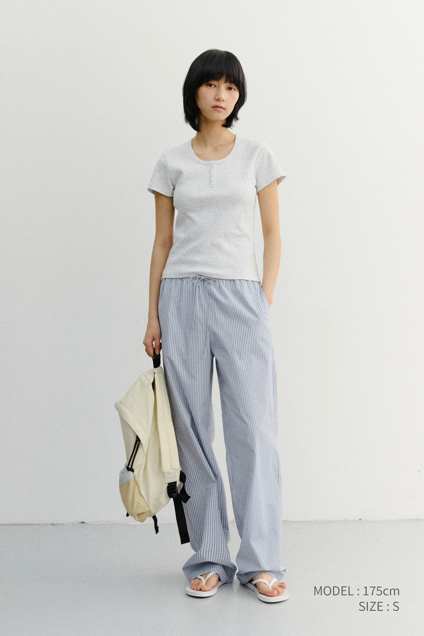 Dunst Pajama String Pants Soft Blue Check