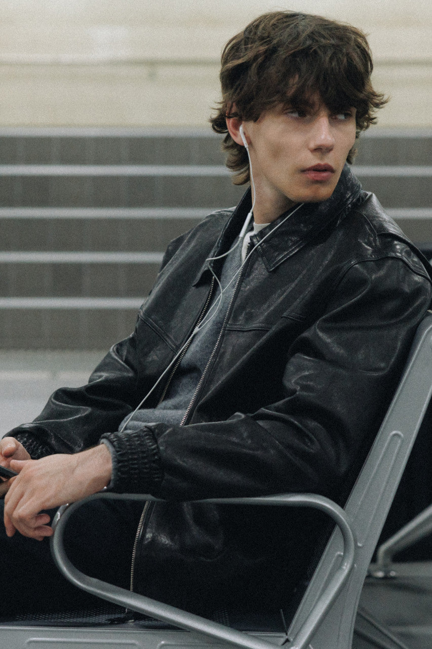 Dunst Unisex Refined Leather Blouson Black