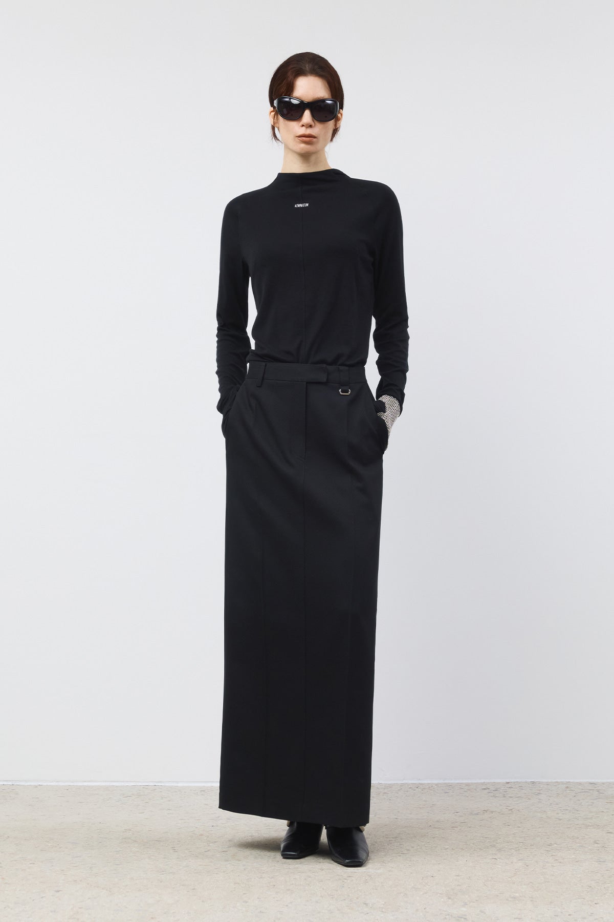 Matinkim Back Double Waist Maxi Skirt IN Black