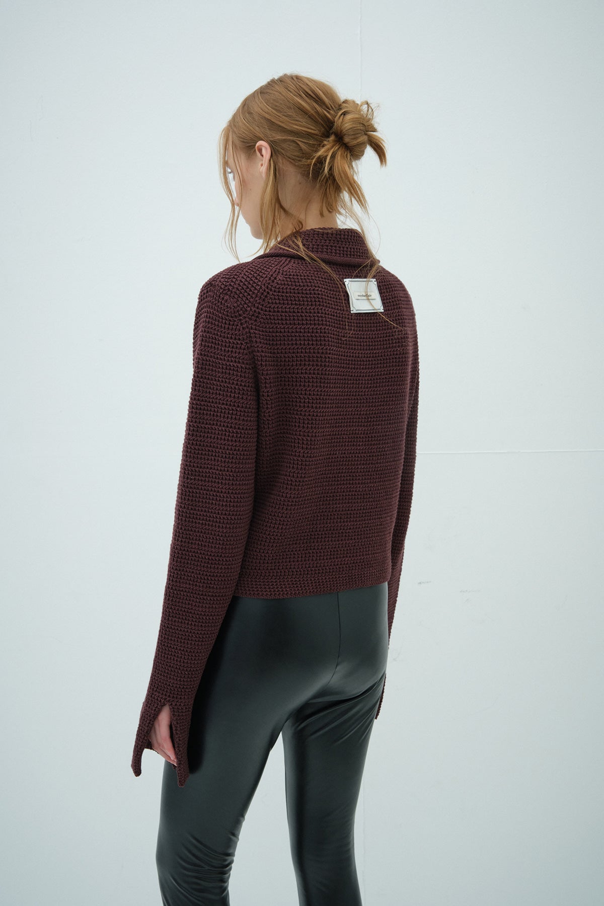 Overdueflair Collar Knit Jacket Red Brown