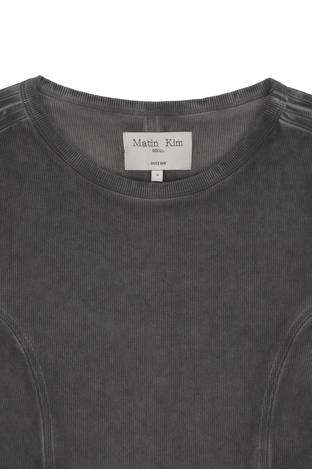 [matinkim] SLEEVE BINDING WASHED TOP IN CHARCOAL
