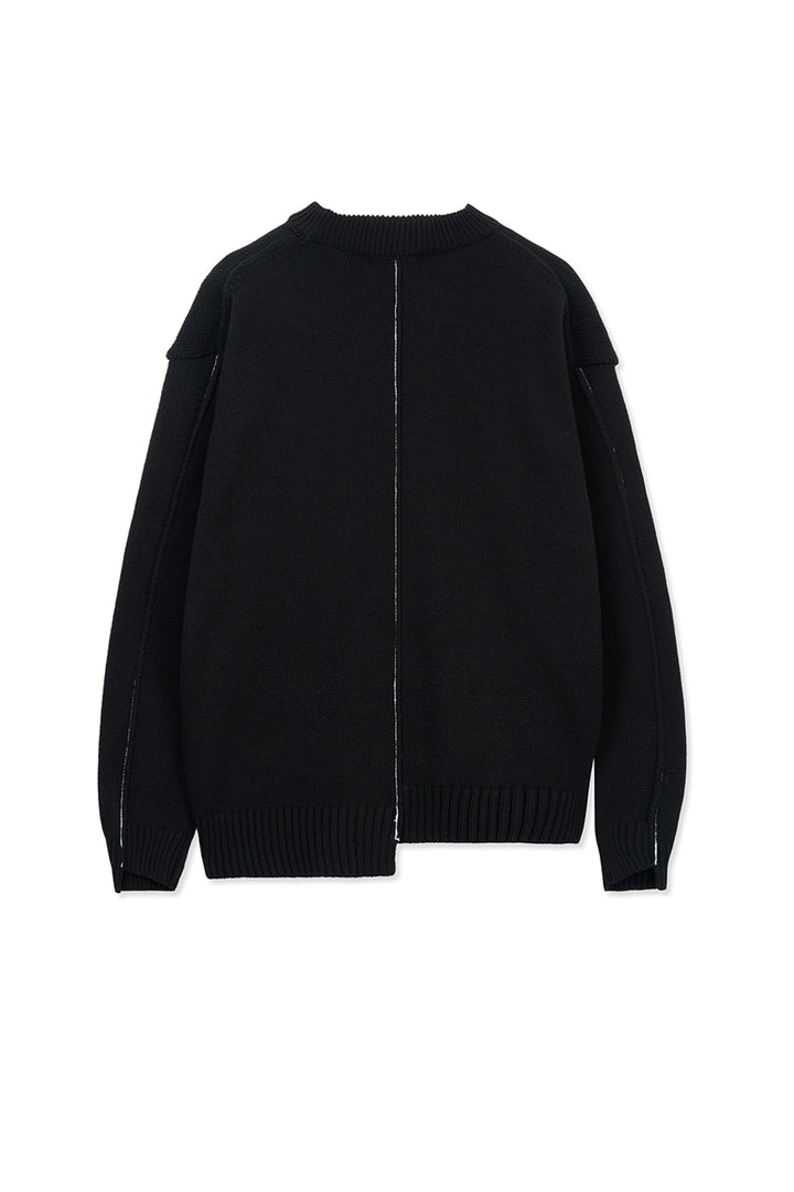 Matinkim Asymmetric Logo Knit Pullover IN Black