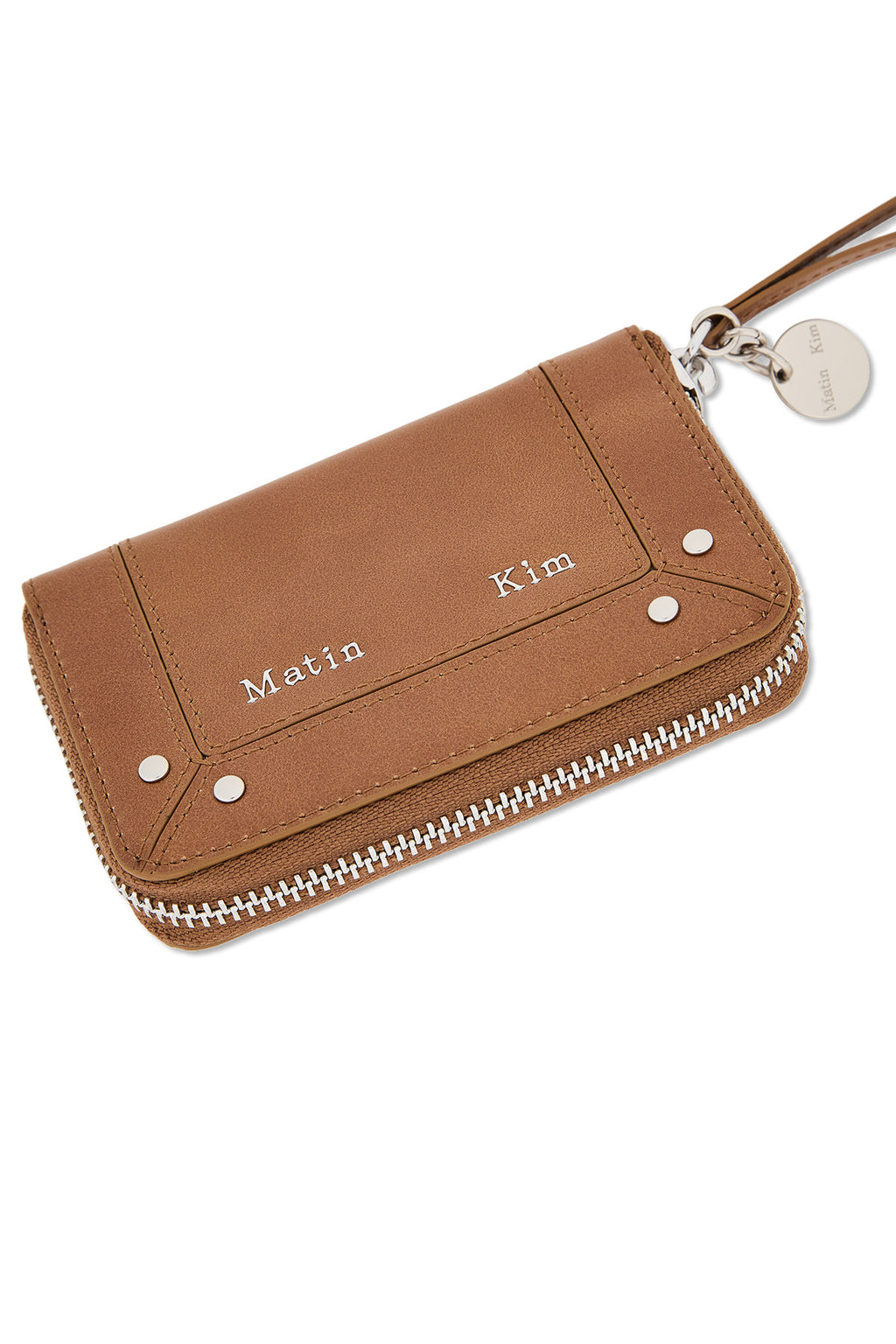 Matinkim Matin Kim Steel Logo Rivet Compact Wallet IN Camel