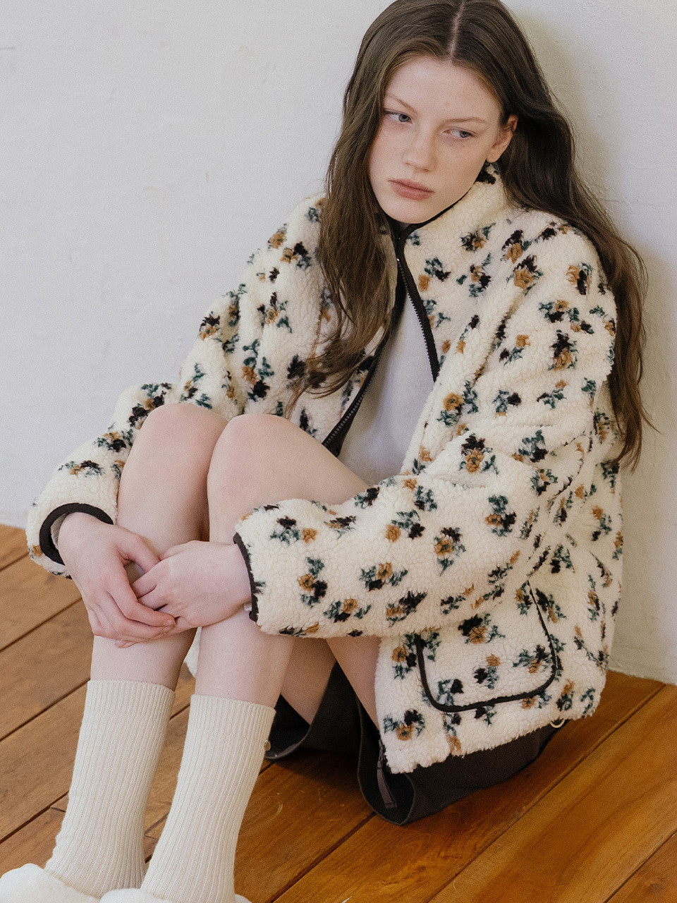 Tillidie Flower fleece jumper Beige
