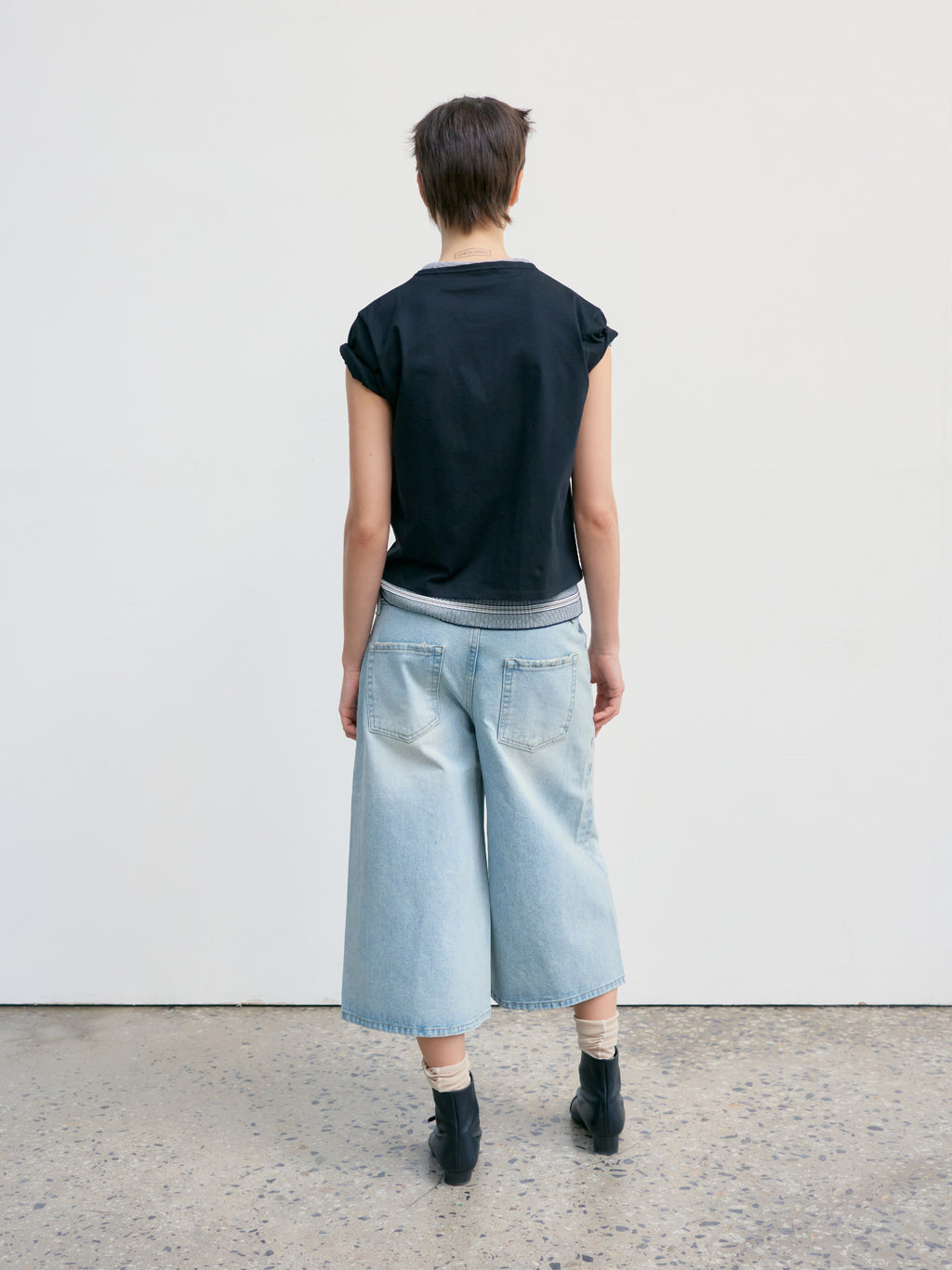 Low Classic Belted Denim Bermuda Pants Blue