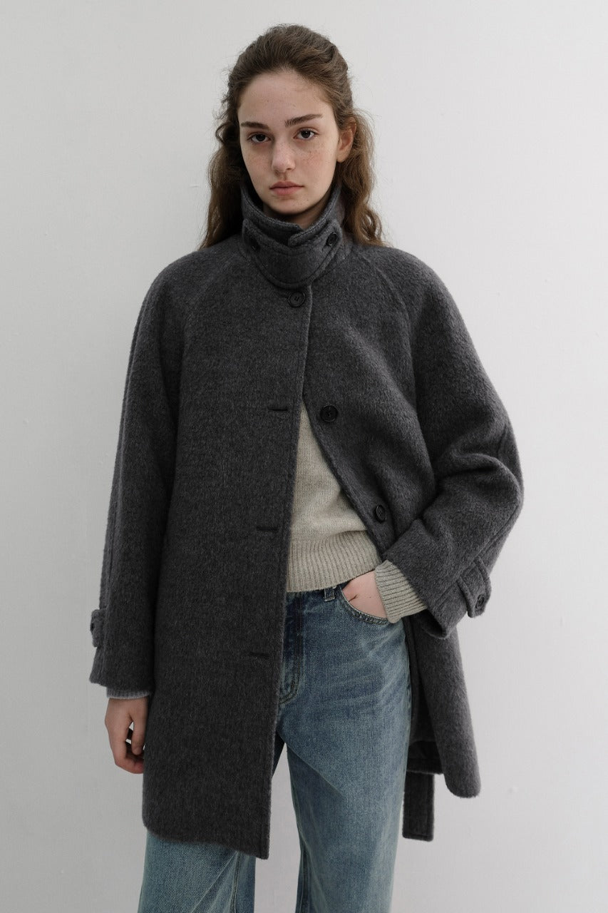 Dunst Belted Half Coat Charcoal Grey