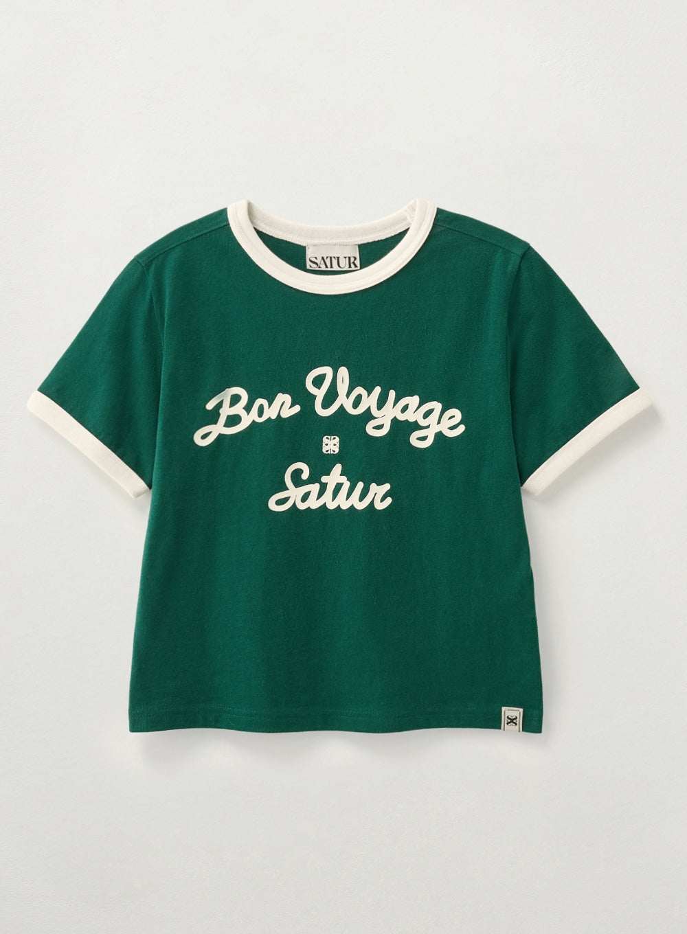 [satur] (W) Bon Voyage Ringer T-Shirt - Deep Green