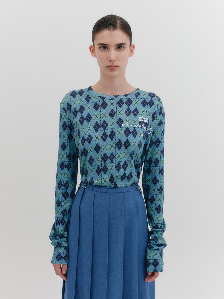 EENK Argyle Long Sleeve T-shirt - Blue