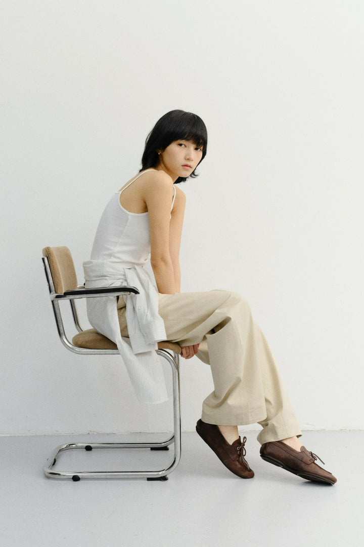 Dunst Summer Double Pleated Chino Slacks Beige