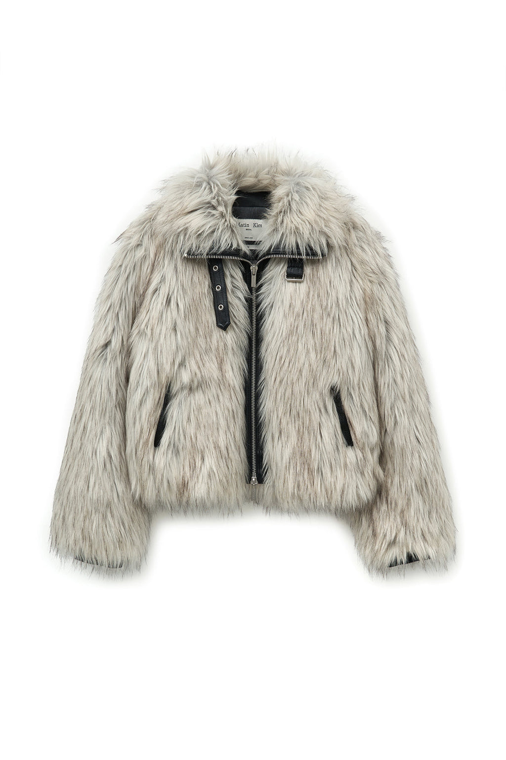 [matinkim] NECK BUCKLE CROP FUR JUMPER IN IVORY