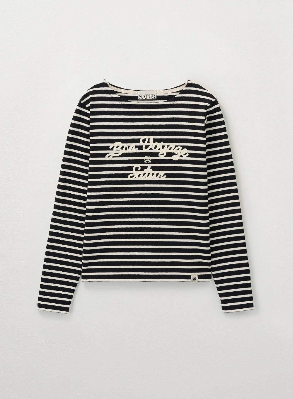 [satur] (W) Bon Voyage Border Long Sleeve - Black