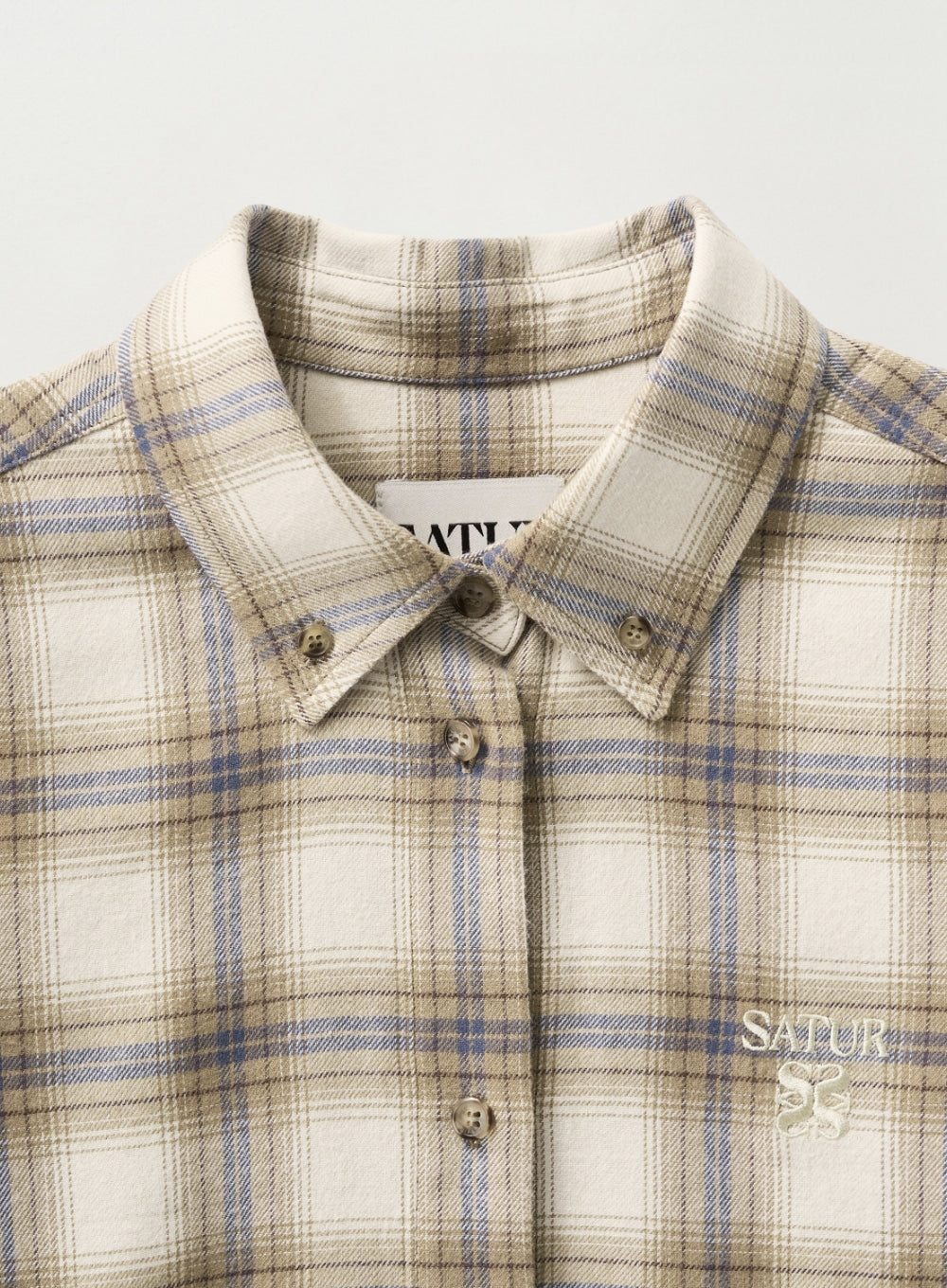 [satur] (W) Classic Flannel Check Shirt - Beige