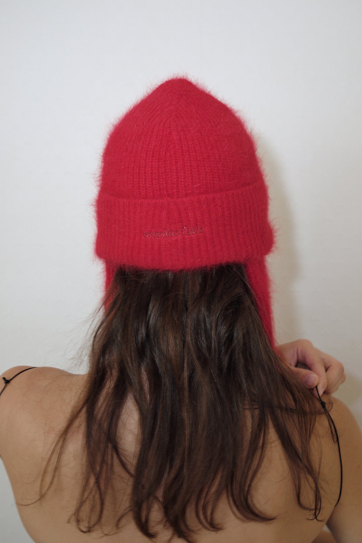 Overdueflair Angora Ear Muff Cap Cherry Red