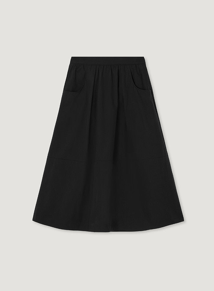 Mango Maniplease Miyu Shirring Skirt Black