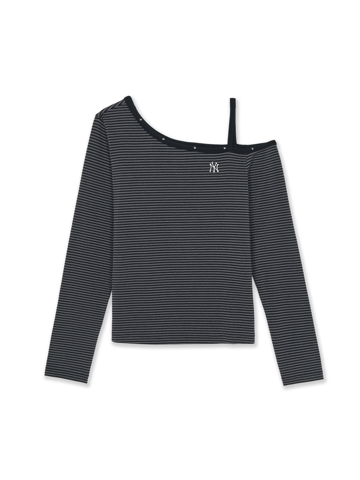 Mlb Women's Stripe Stud Point Off Shoulder Long Sleeve T-shirts
