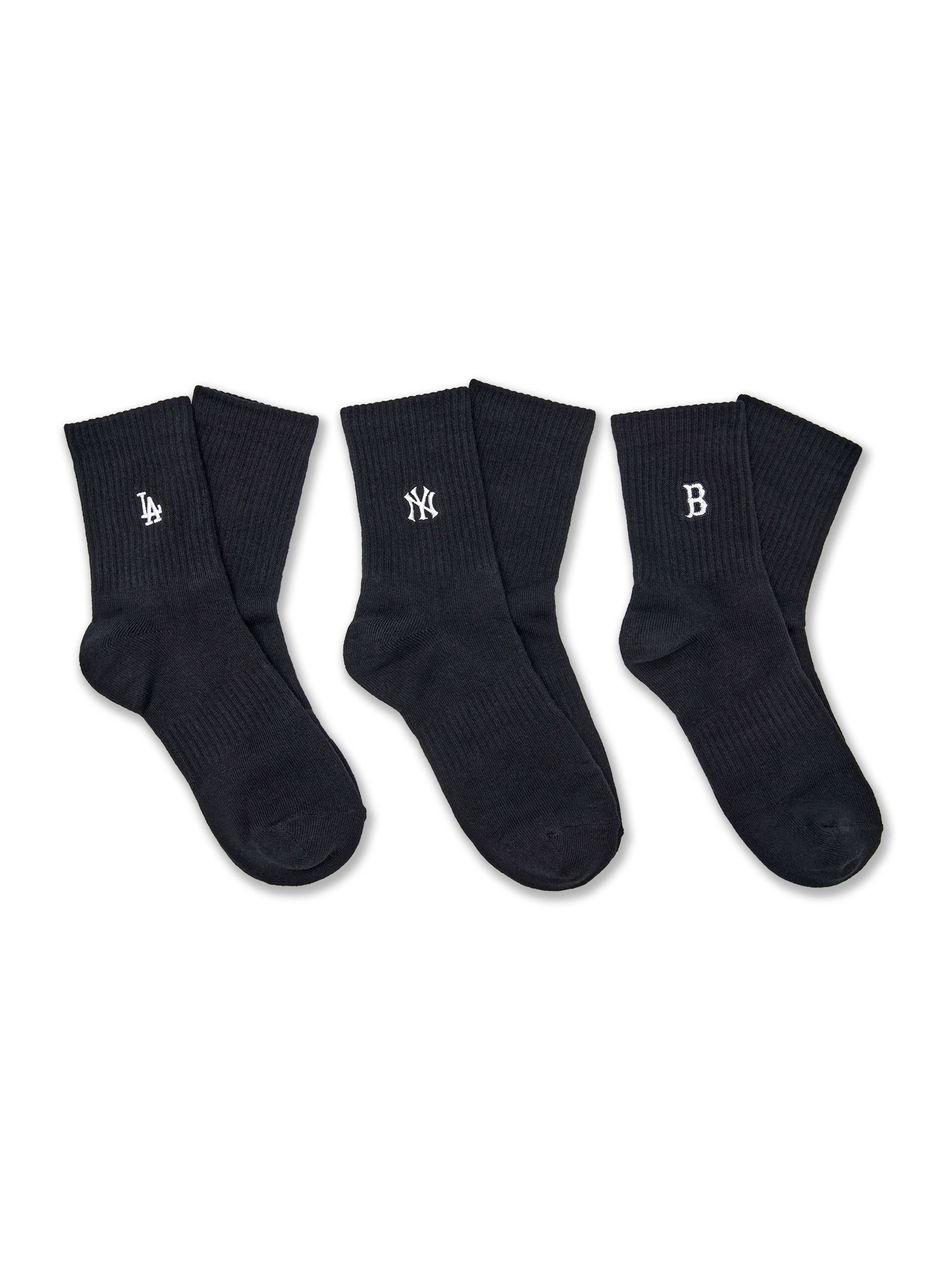 Mlb Small Logo Embroidered Mid-Calf Socks 3-Pair Set MLB