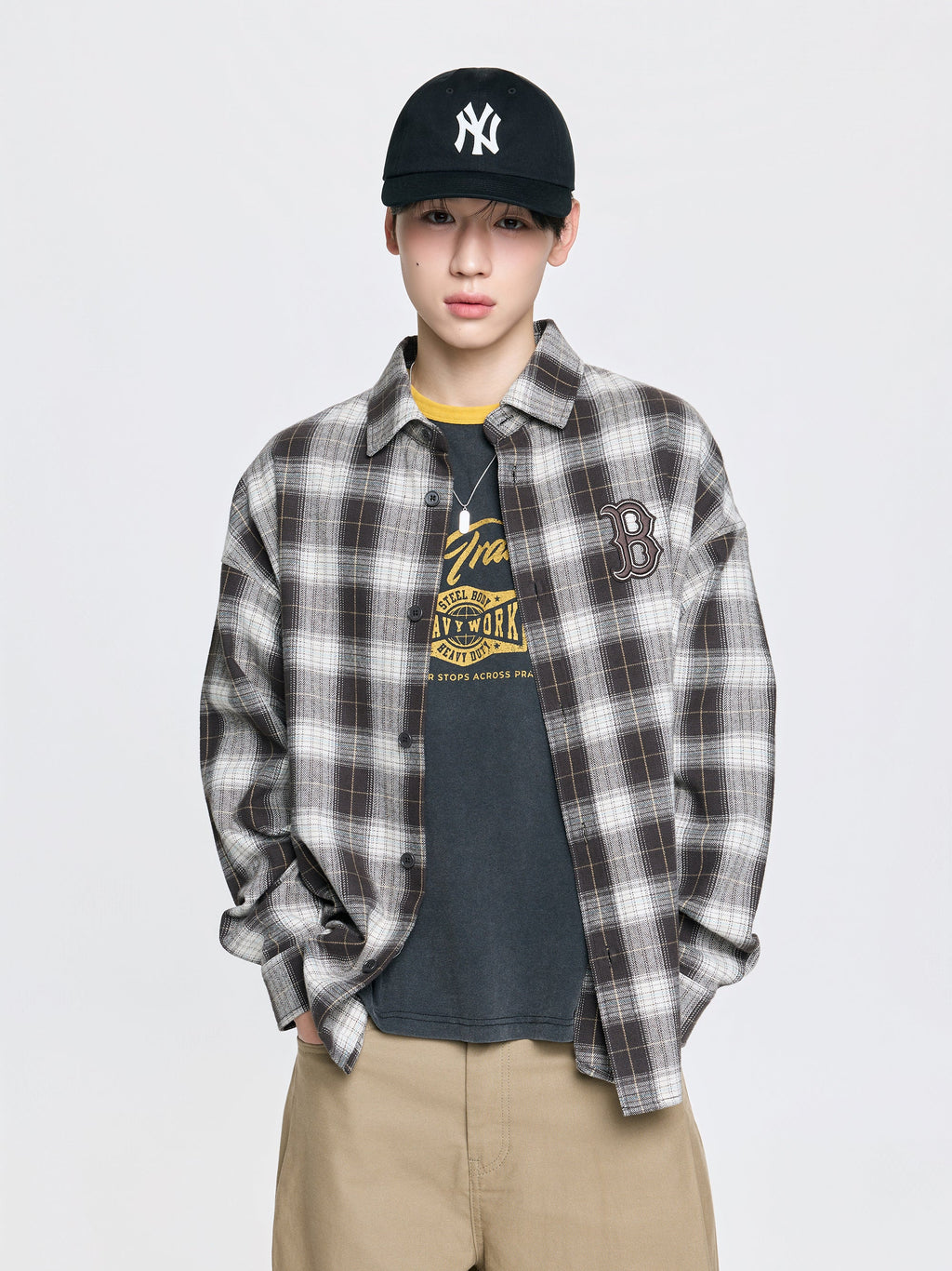 [mlb korea] Basic Cotton Flannel Check Shirts