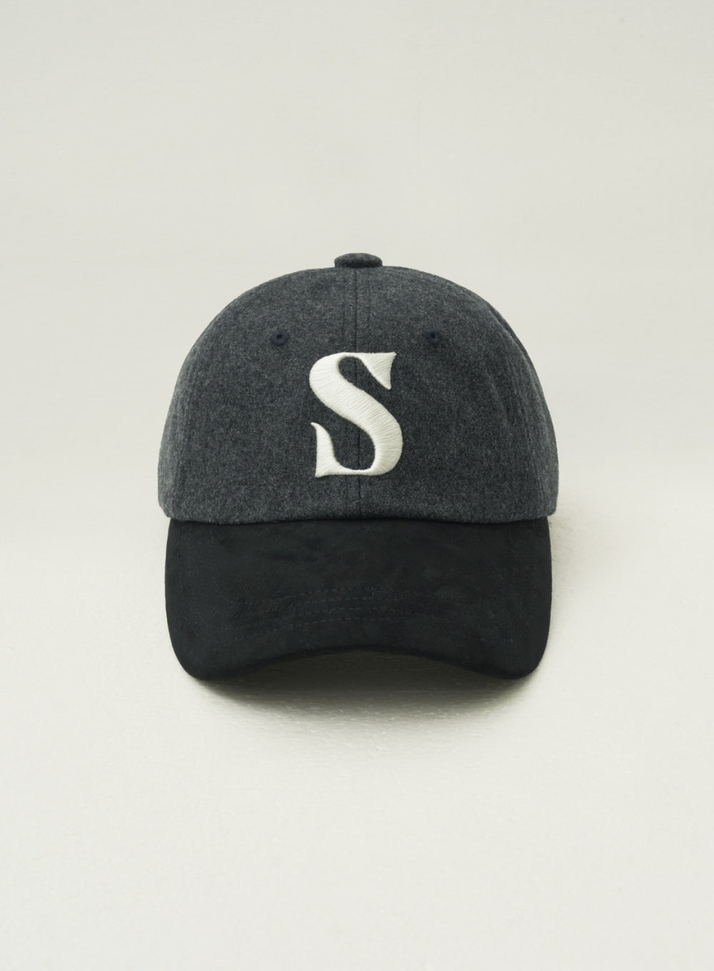 [satur] Wool Faux Suede Casual Ball Cap - Black