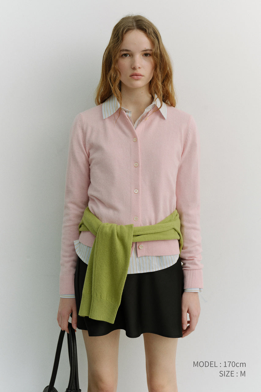 Dunst Essential Crewneck Knit Cardigan Soft Pink