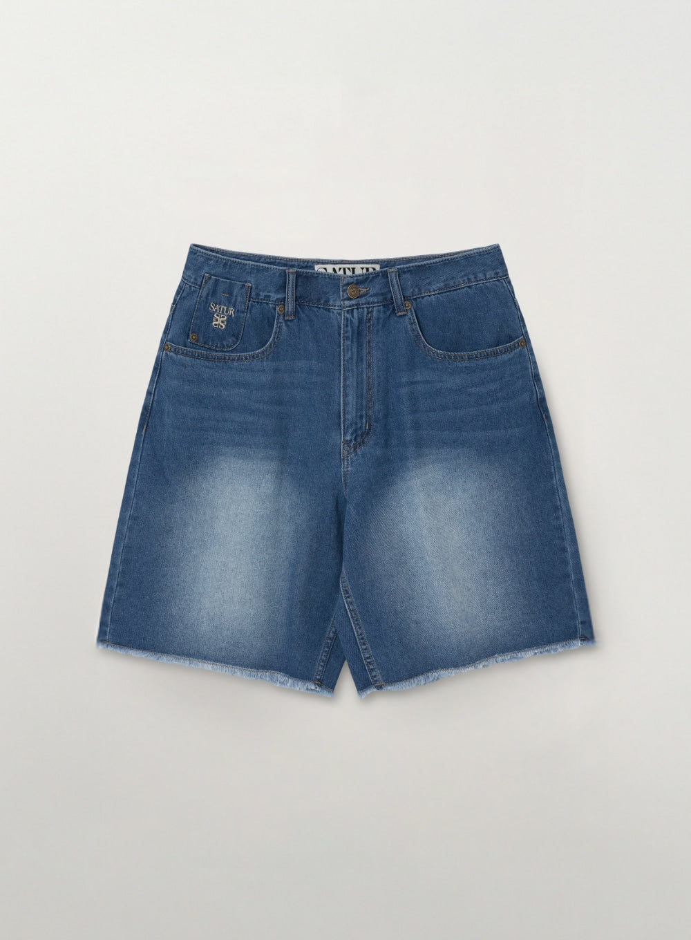 Satur Raw Edge Denim Shorts - Blue