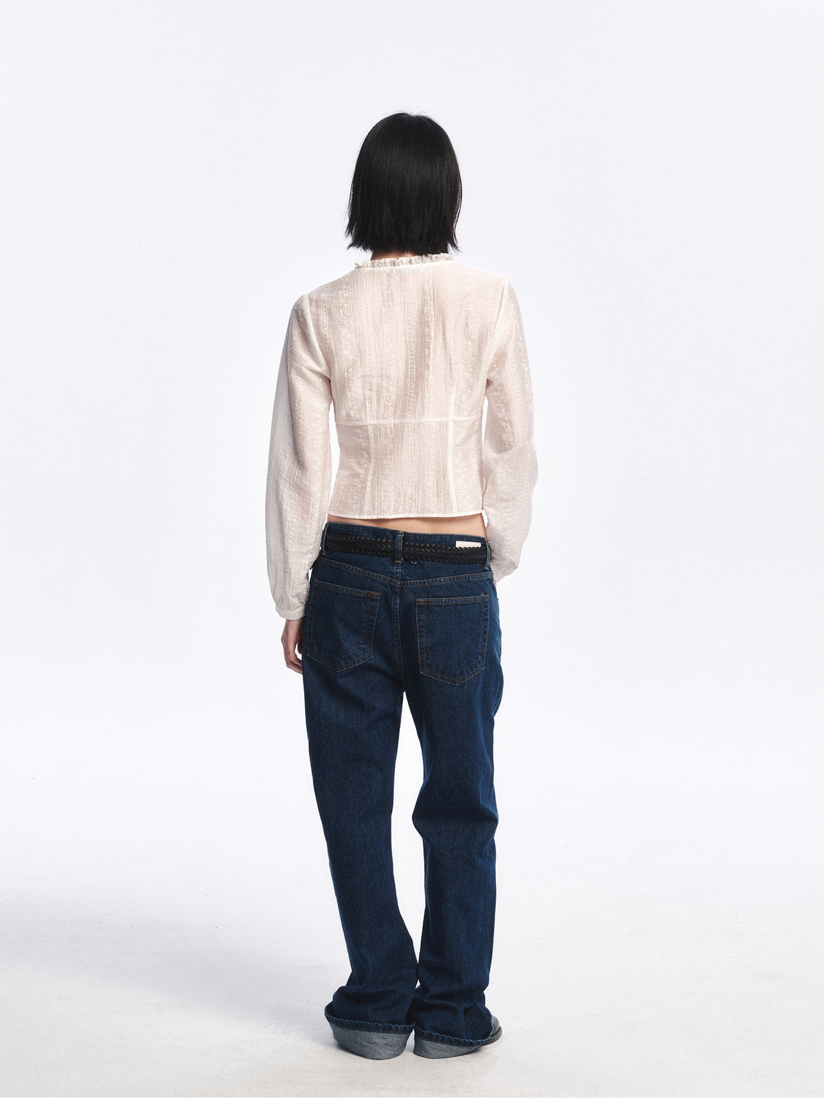 Low Classic Embroidered Frill Blouse Ivory