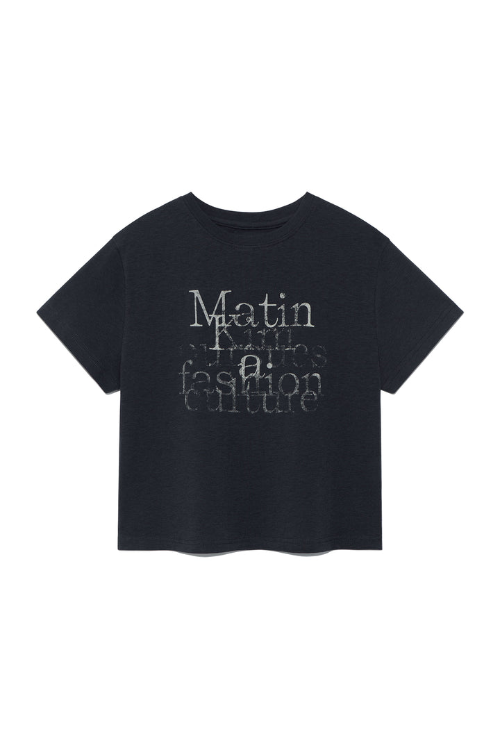 Matinkim Dusty Typo Graphic Crop Top IN Charcoal
