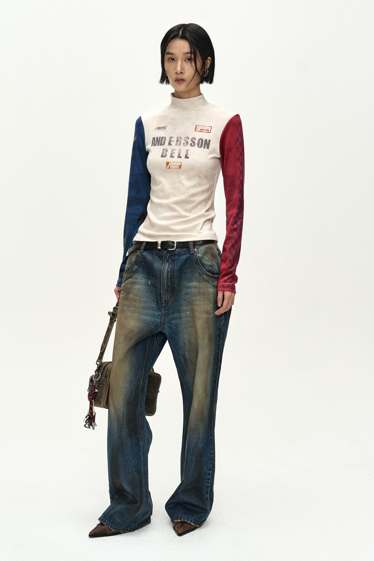 Andersson Bell Racing Graphic Color-Block High-Neck Top