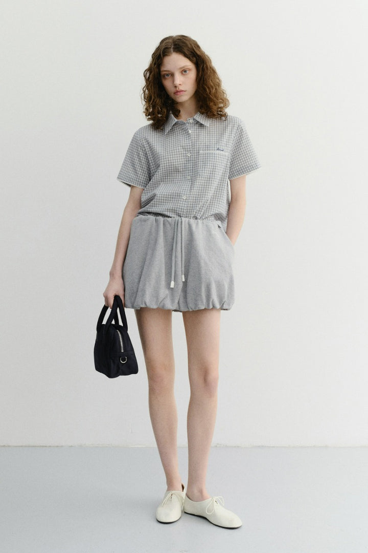 Dunst Mini Volumed Skirt Melange Grey